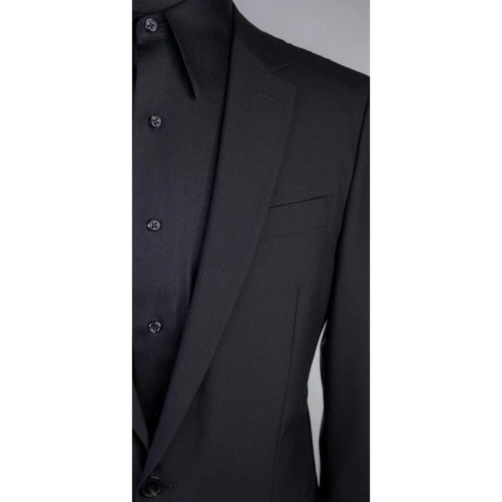 G Givenchy Blazer Sport Coat Solid Black Sz 40S Two Button Jacket